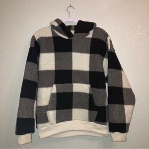 American Eagle Plaid Sherpa Hoodie